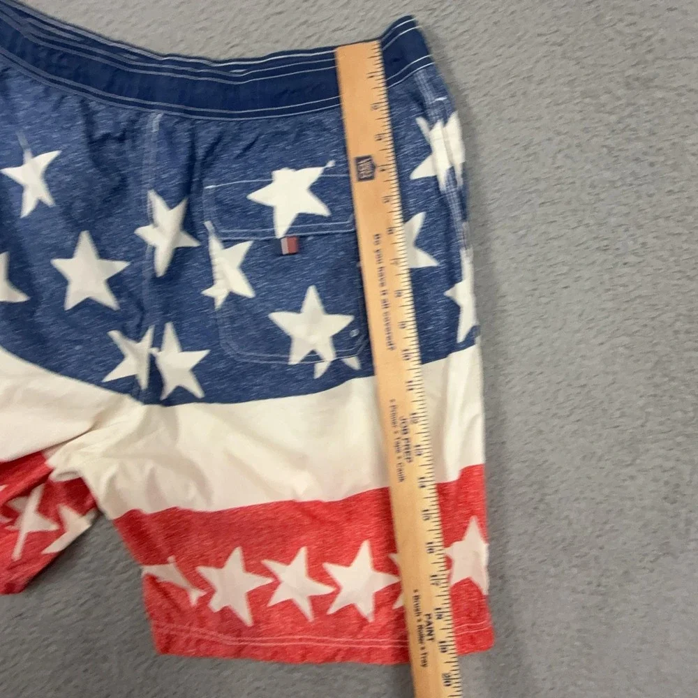 Tommy Hilfiger Swim Trunks Mens XL USA Flag Stars Elastic Waist Mesh Lined
